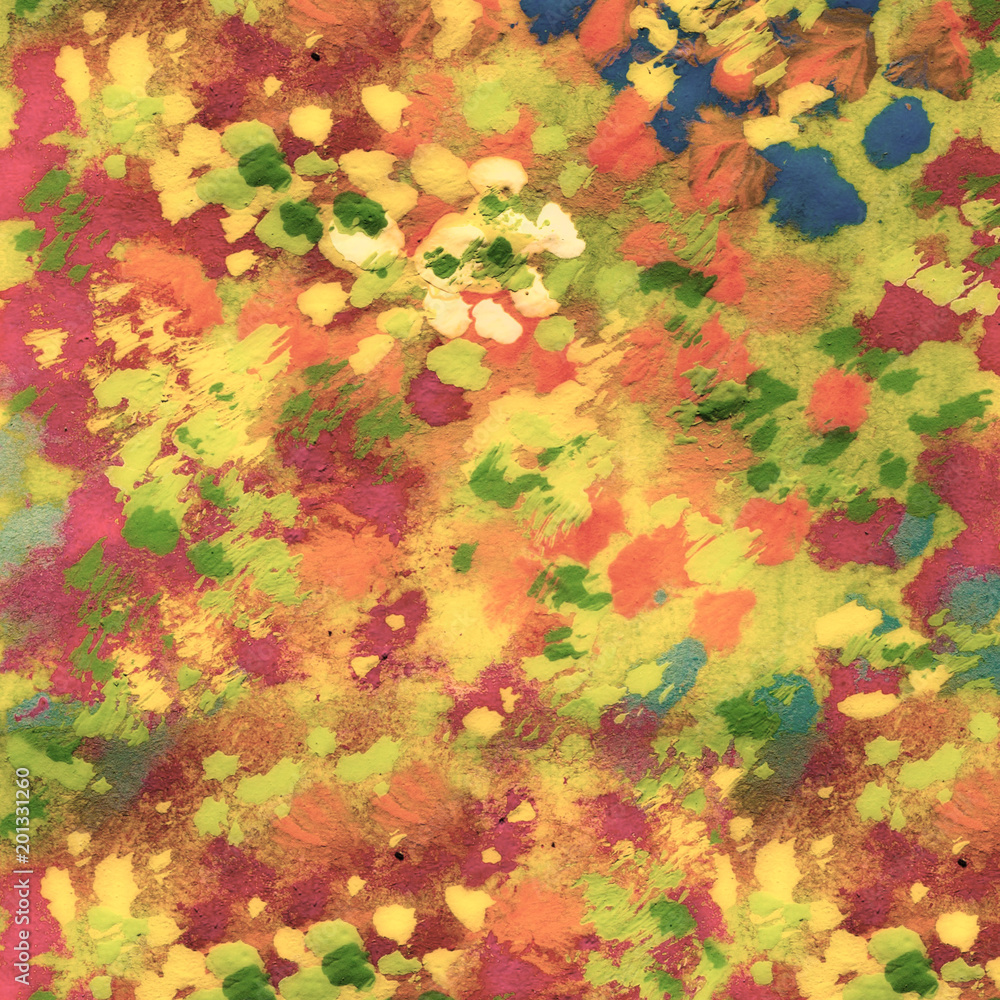 Abstract colored background with colorful spots and paint strokes