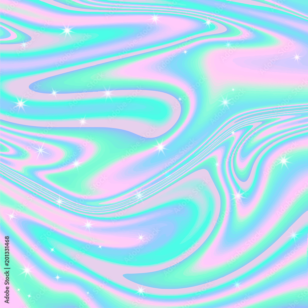 Holographic abstract background in pastel, neon color . Vector i Stock