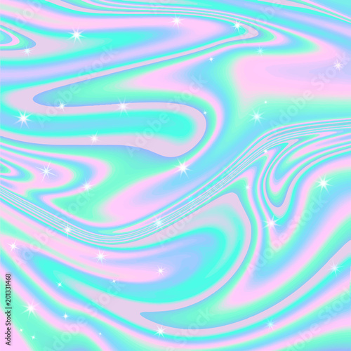 Holographic abstract background in pastel, neon color . Vector i