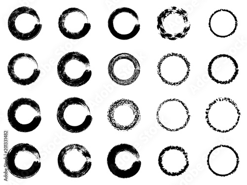Black ink round stroke on white background. Vector illustration 