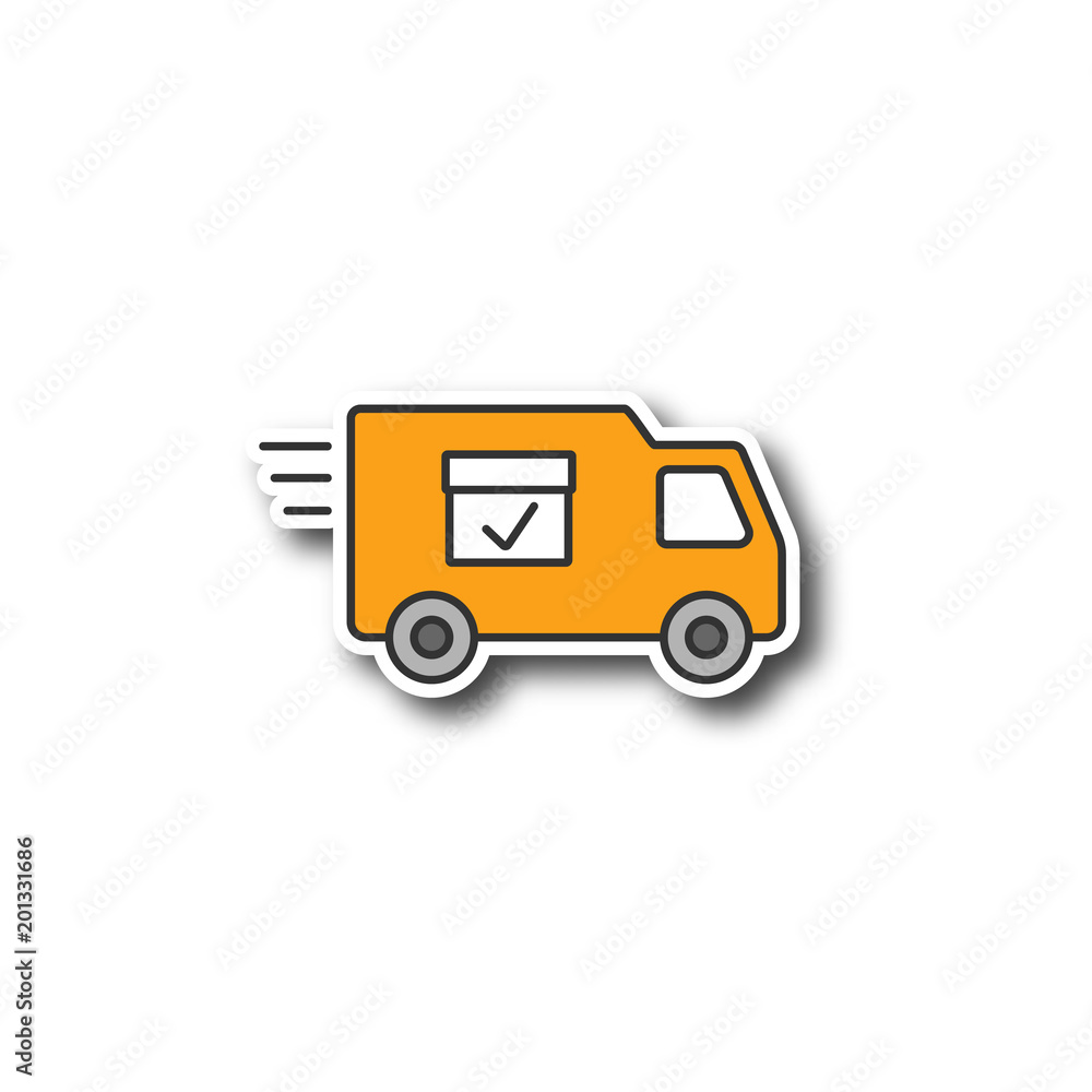 Delivery van with checkmark patch Delivery van with checkmark patch
