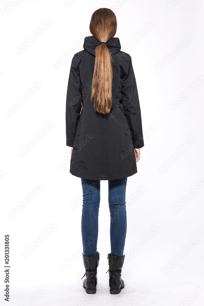 woman stand up wearing winter clothes isolated white background. woman stand up wearing winter clothes isolated white background.