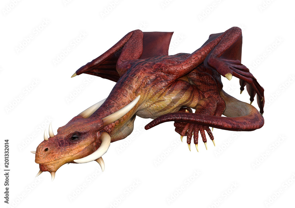 3D Rendering Fairy Tale Dragon on White 3D Rendering Fairy Tale Dragon on White