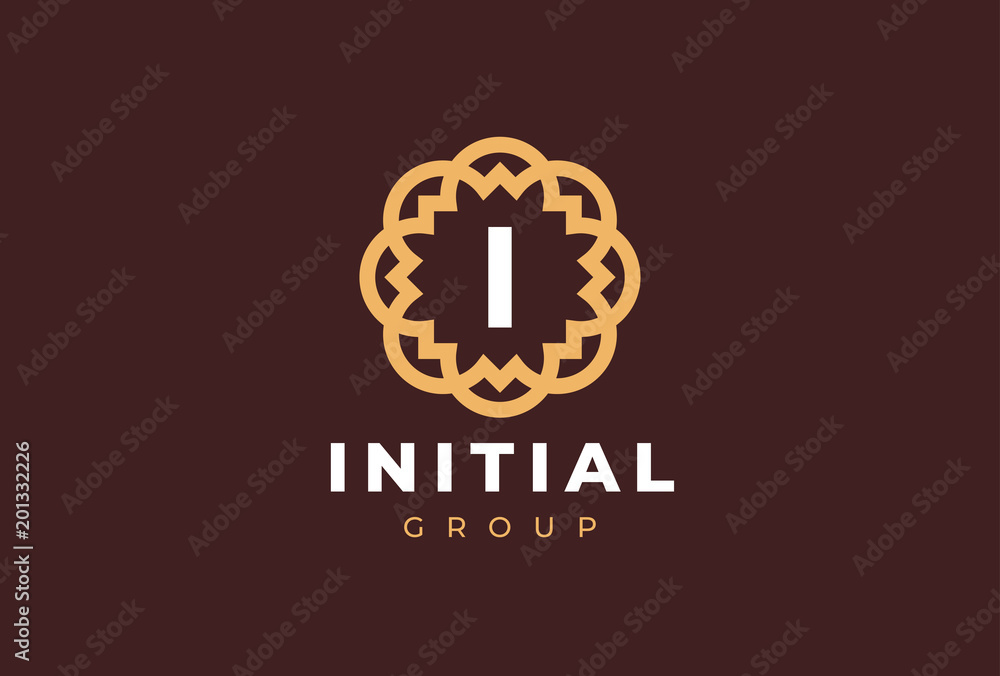 Premium universal monogram letter I initials logo. Abstract elegant flower logo icon vector design. Universal creative premium symbol. Luxury abc jewel logotype.