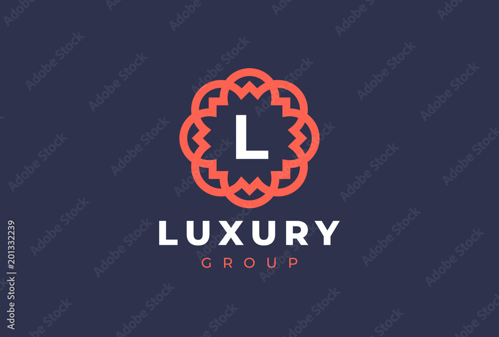 Obraz premium Premium universal monogram letter L initials logo. Abstract elegant flower logo icon vector design. Universal creative premium symbol. Luxury abc jewel logotype.