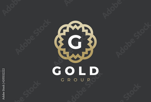 Premium universal monogram letter G initials logo. Abstract elegant flower logo icon vector design. Universal creative premium symbol. Luxury abc jewel logotype.