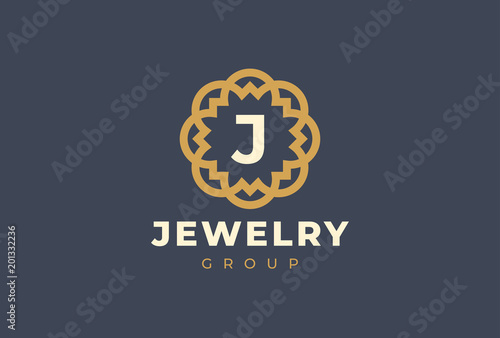 Premium universal monogram letter J initials logo. Abstract elegant flower logo icon vector design. Universal creative premium symbol. Luxury abc jewel logotype.