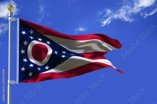 Silk waving flag of Ohio state. 3d illustration.