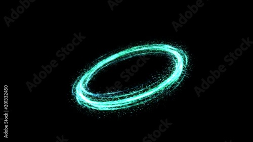 Colorful Shining Light Particles in a Ring Shape - Seamless Loop Turquoise