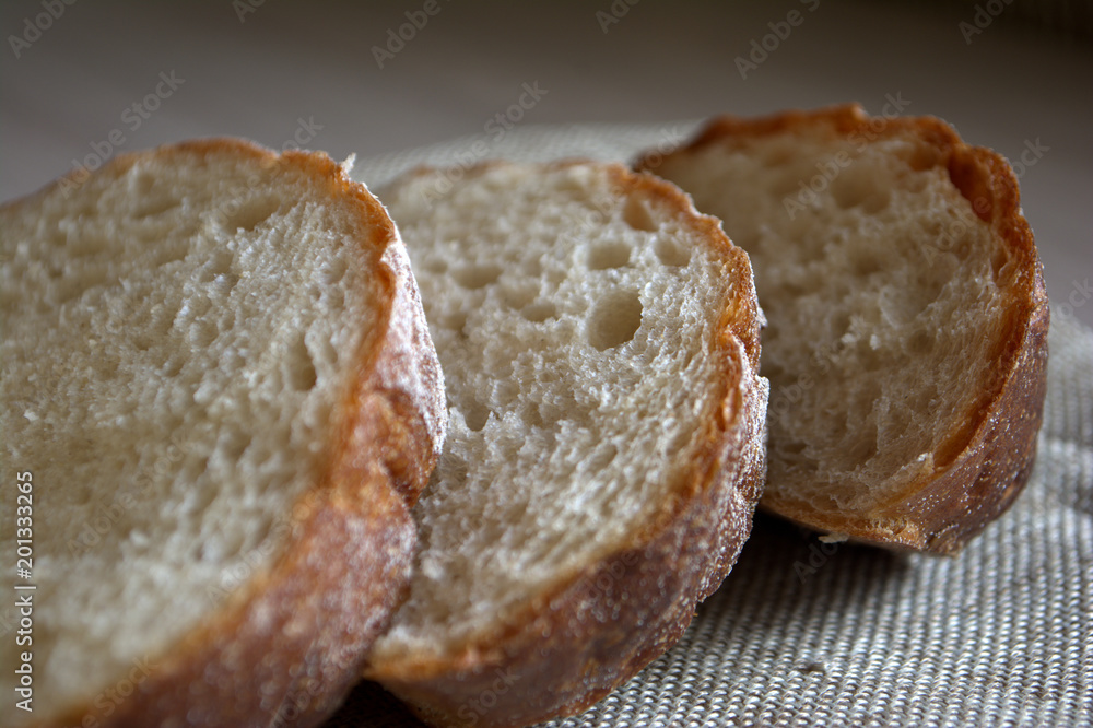 slices of bread on the table