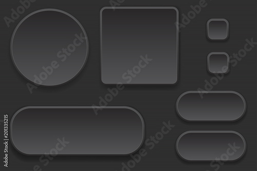 Black blank buttons. Set of interface elements