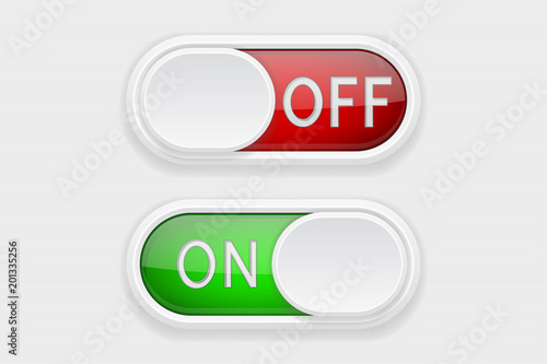 Toggle switch buttons. On and Off red and green buttons
