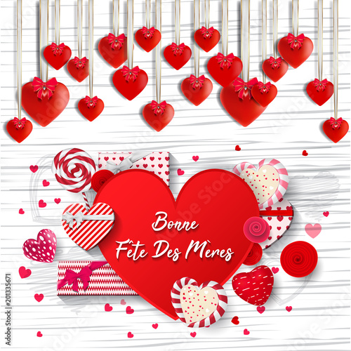 à forme de coeur avec salutation - Bonne fête des mères