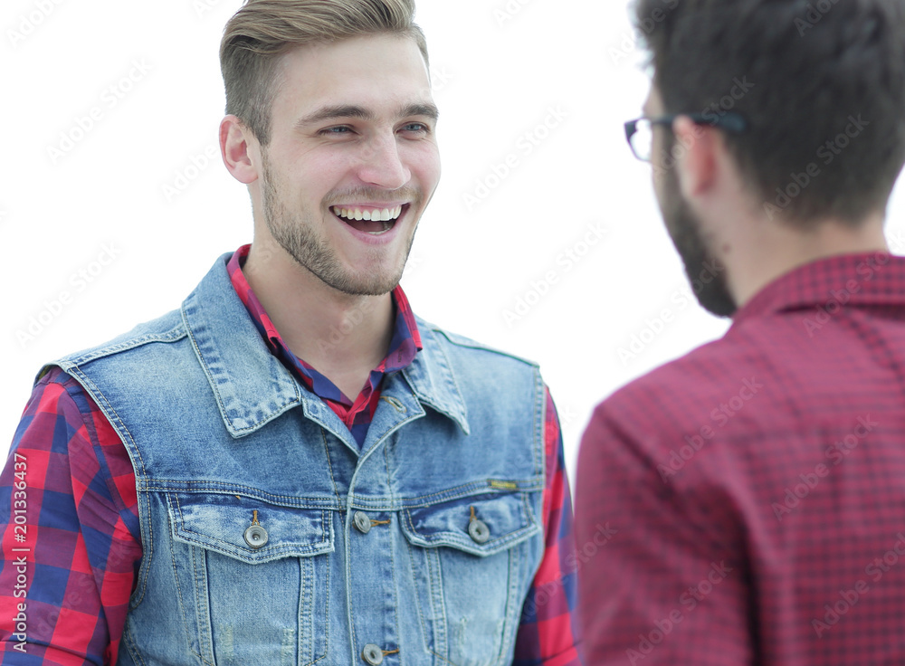 two active young men talking. two active young men talking.