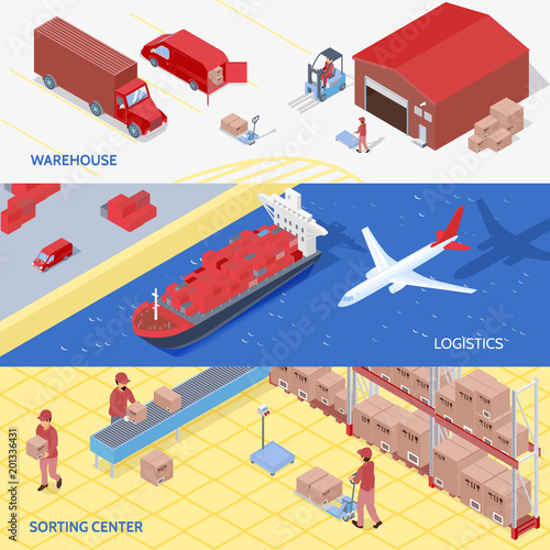 Logistics Services Isometric Banners