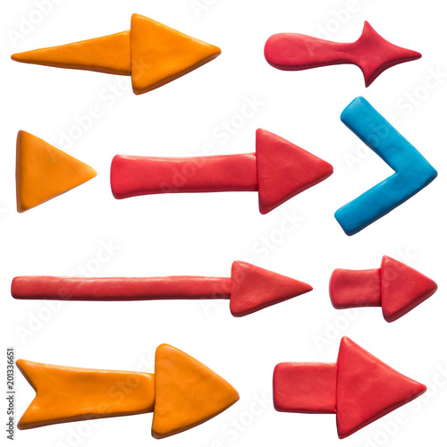 Foto Clay putty, plasticine handmade dimensional arrow icons set