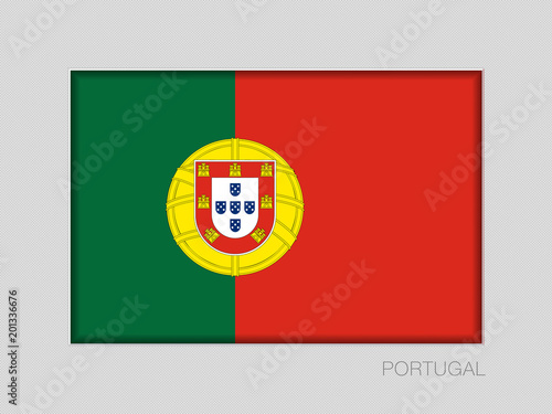 Flag of Portugal. National Ensign Aspect Ratio 2 to 3 on Gray