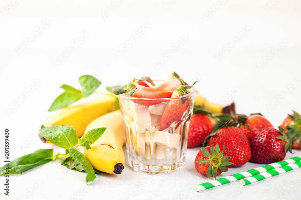 Ingredients for strawberry smoothies Ingredients for strawberry smoothies