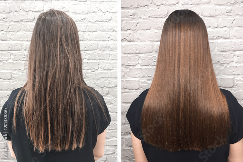 Canvas-taulu Sick, cut and healthy hair. Before and after treatment.