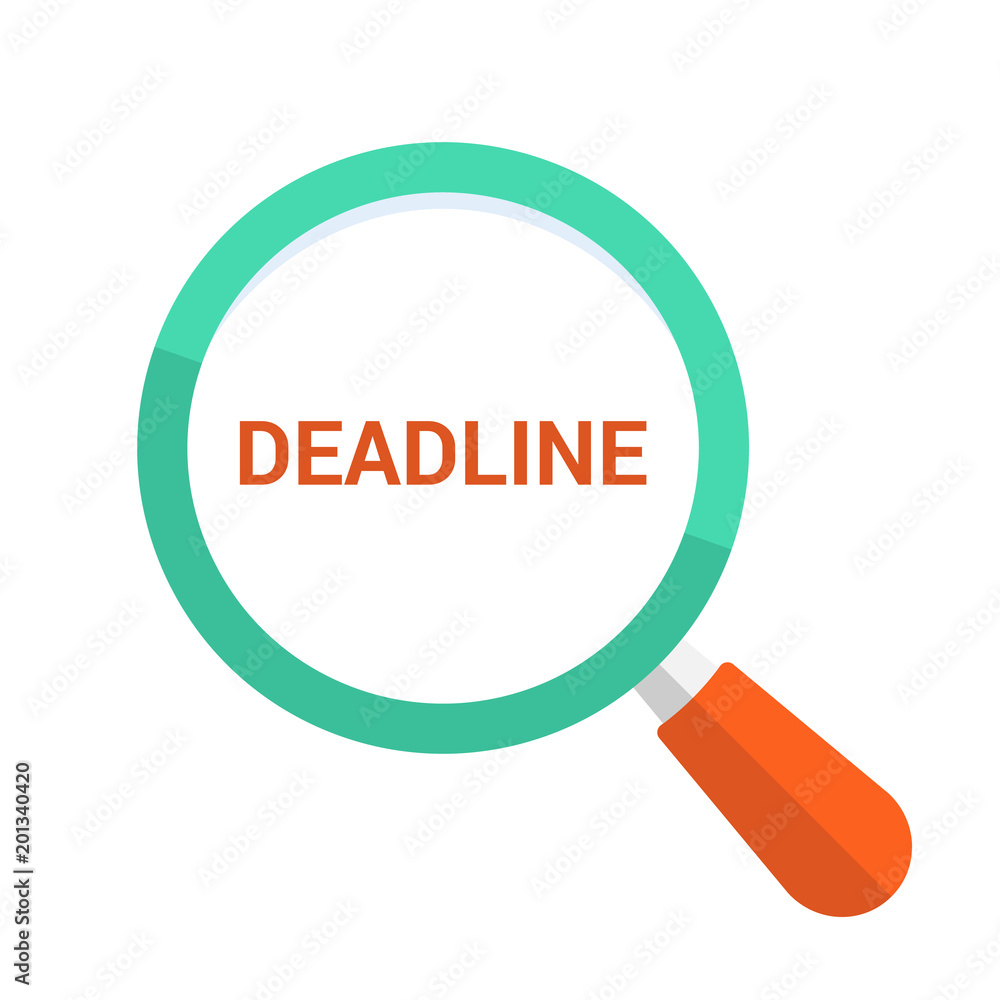 Business Concept: Magnifying Optical Glass With Words Deadline Business Concept: Magnifying Optical Glass With Words Deadline