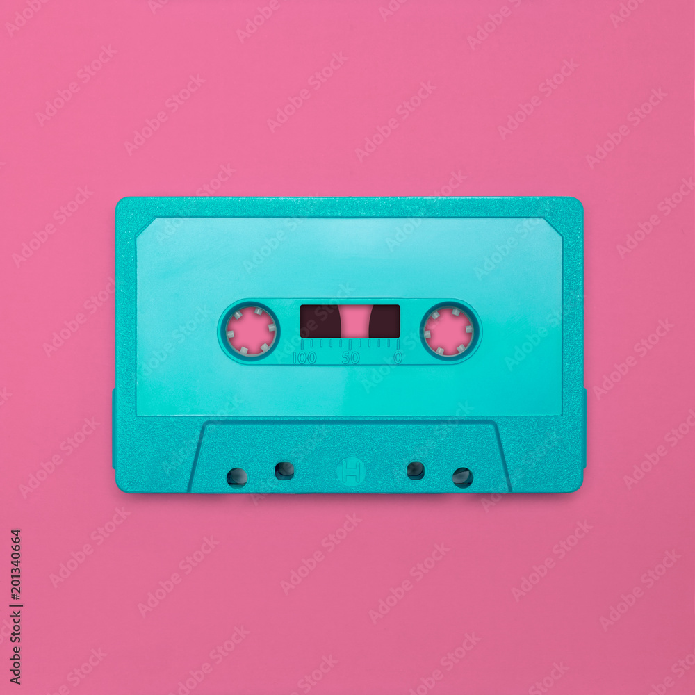 Cassette tape nostalgia, isolated and presented in punchy pastel colors, for creative design cover, poster, book, printing, gift card, flyer, magazine, web & print