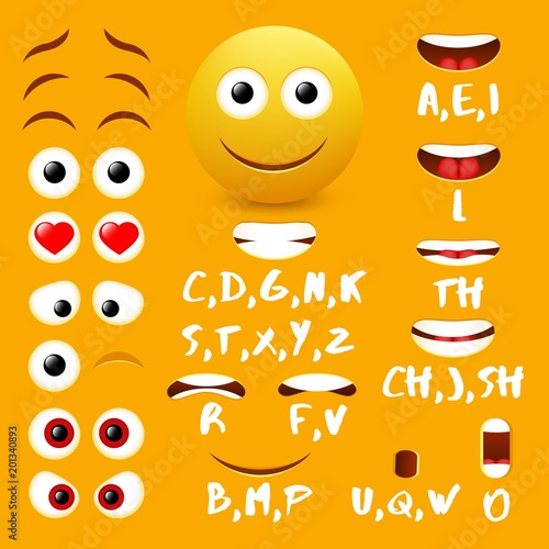 Male emoji mouth animation vector design elements