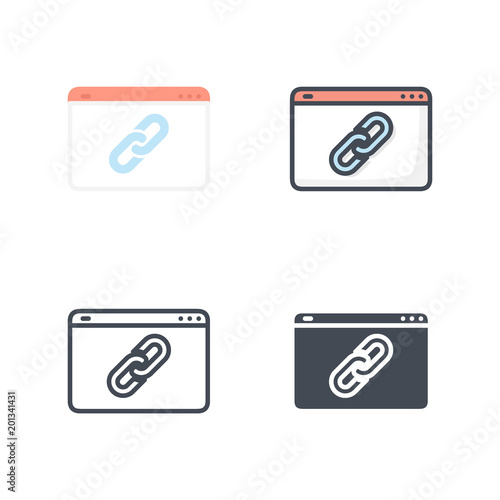 Web link SEO Business Icons Flat Colored Line Silhouette © Maxchered