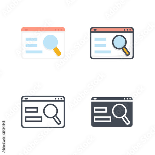 Web search Business Icons Flat Colored Line Silhouette