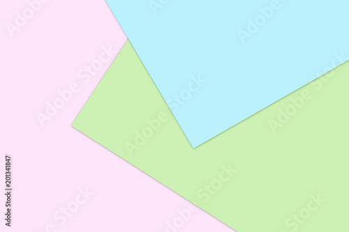 Color papers geometry flat composition background with yellow, green, and blue tones