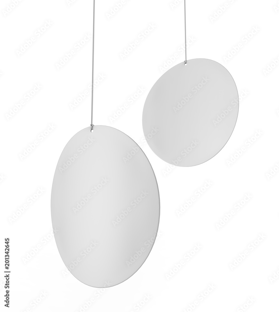 Blank White Advertising ceiling Promotional Advertising dangler for design presentation . 3d render illustration. Blank White Advertising ceiling Promotional Advertising dangler for design presentation . 3d render illustration.