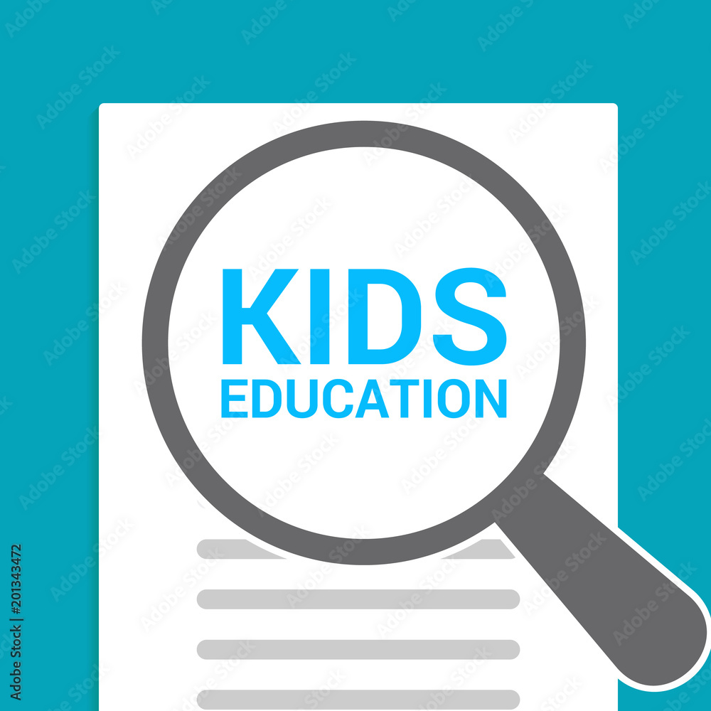 Learning Concept: Magnifying Optical Glass With Words Kids Education Learning Concept: Magnifying Optical Glass With Words Kids Education
