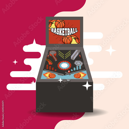 video game classic arcade basketball machine vector illustration