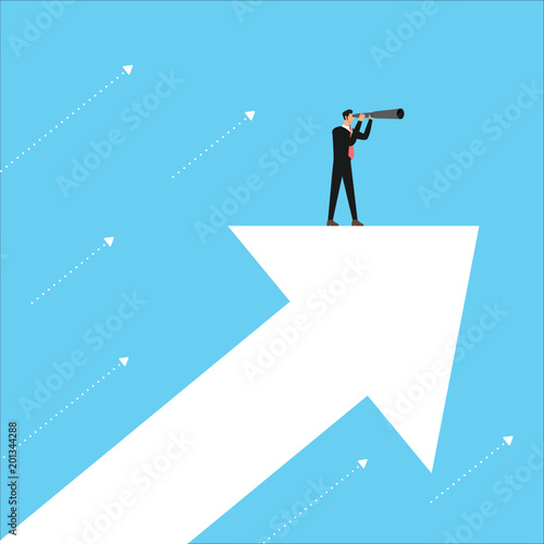 Flat design business concept leader stand looking vision for business. Vector illustrate.