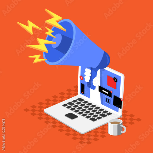 Illustration cartoon flat design concept ad banner on website annoying. Vector illustrate.