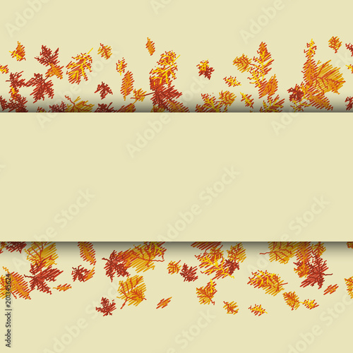 Autumn background with yellow leaves. Vector.