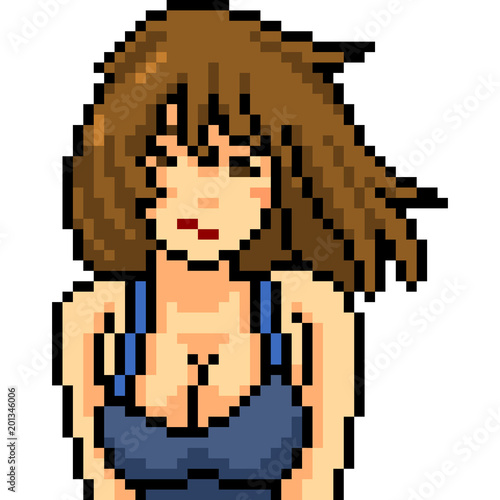 vector pixel art beautiful woman