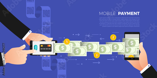 Flat design concept payment. Payment method and option or channel to transfer money. Vector illustrate.