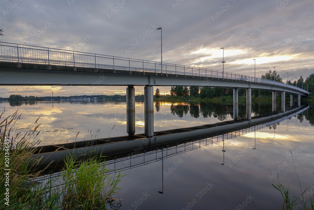 Reflexion of bridge in Oulu Finland