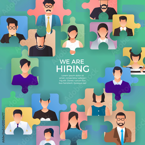 Illustrate design concept The finding employee. HR job seeking. Vector illustrate.