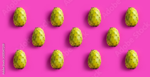 Prickly Pear arranged into a pattern. High angle view. Also known as a Cactus pear.