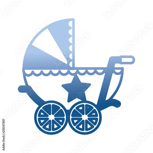 cute baby shower baby boy pram vector illustration degraded color
