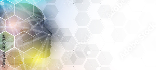 Artificial intelligence. Technology web background. Virtual concept