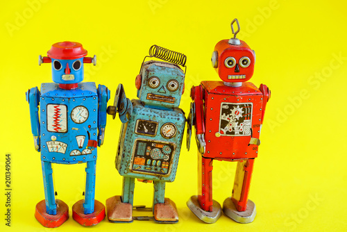 A vintage wind up toy robot