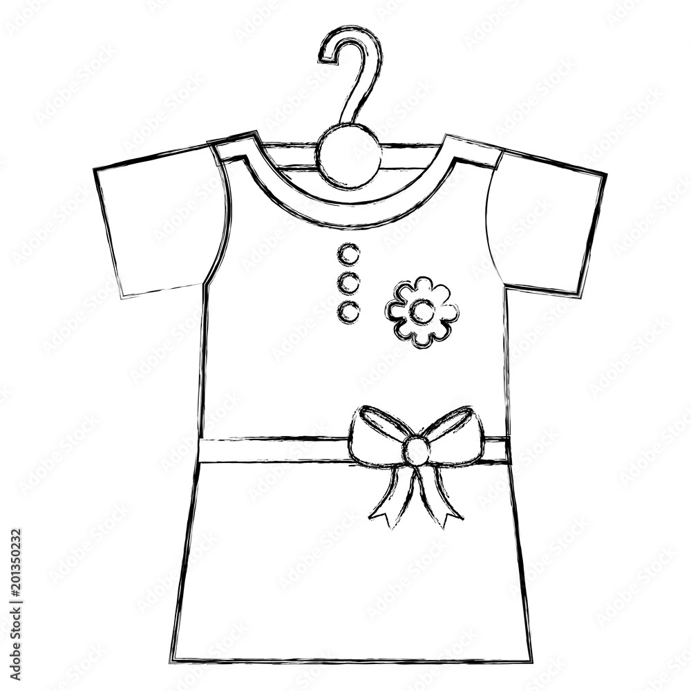 Φωτογραφία clothes baby girl fashion dress flower on hangers vector illustration sketch