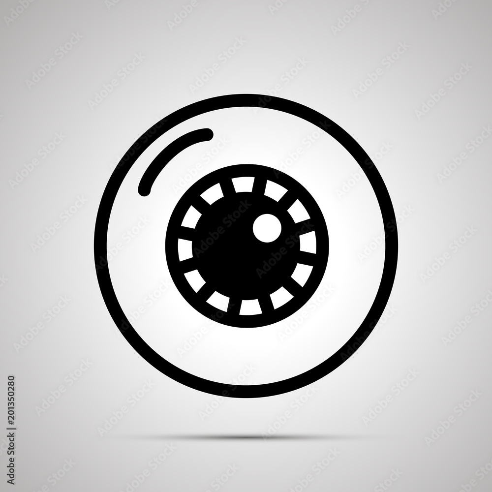 Simple black human eye icon with with shadow Simple black human eye icon with with shadow