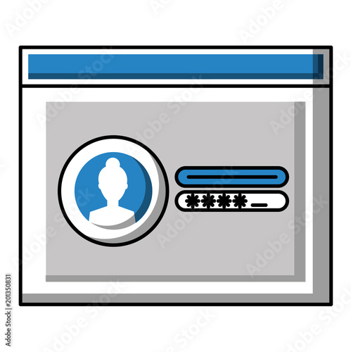 website page photo login code vector illustration