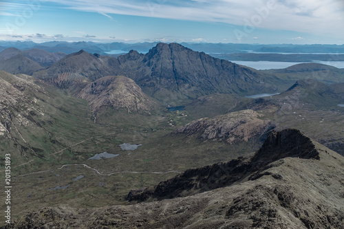 Overlooking landscape of Cuillin mountains - Isle of Skye.