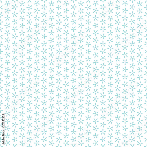 Retro Seamless Pattern Little Painted Flowers Turquoise
