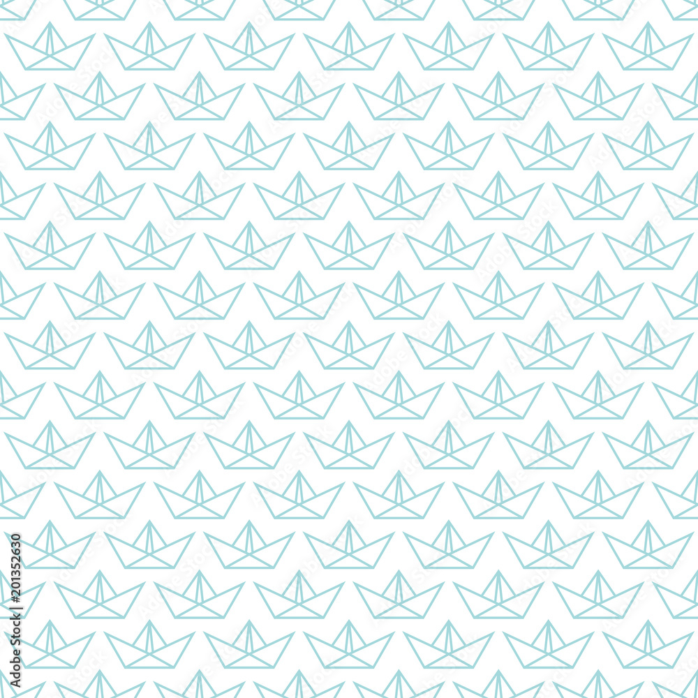 Retro Seamless Pattern Origami Paper Boats Turquoise Retro Seamless Pattern Origami Paper Boats Turquoise
