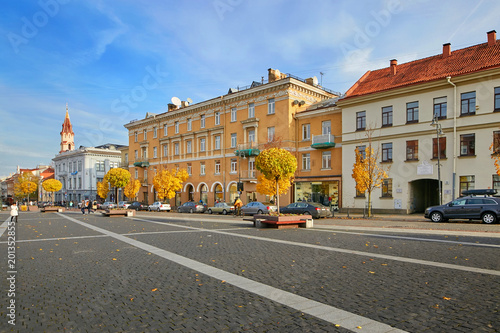 Vilnius, Lithuania - November 5, 2017: Town Hall Square in autumn time.